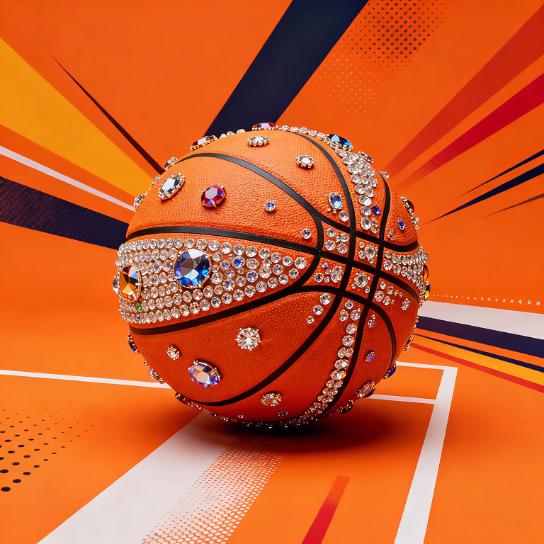 Winbit Casino diamond-studded basketball representing game offers and bonuses.