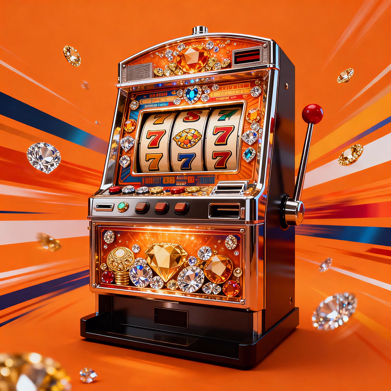 Winbit Casino slot machine with sparkling gemstones promoting online slots bonus.