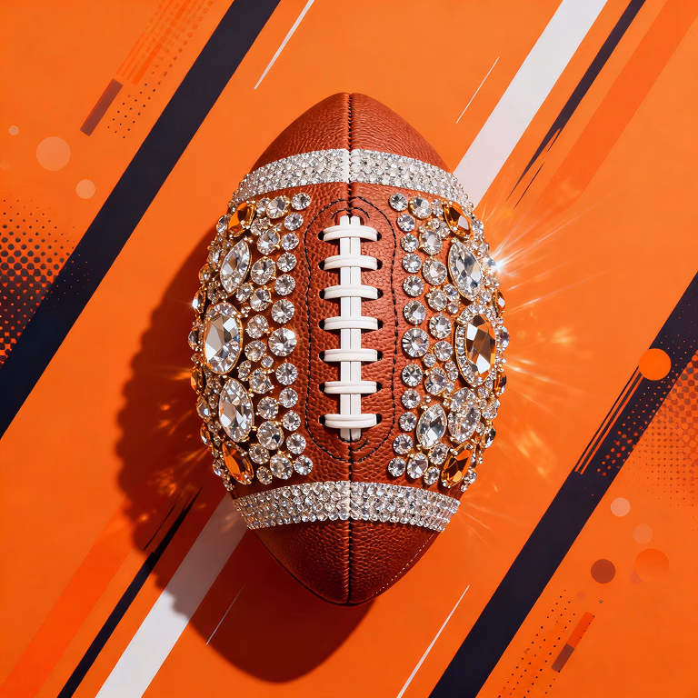 Winbit Casino American football decorated with diamonds on orange sports background.
