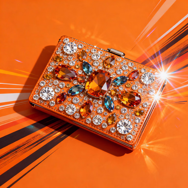 Winbit Casino bonus wallet covered in gemstones representing exclusive rewards.